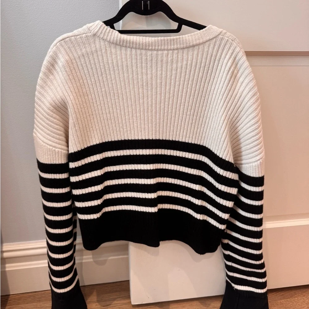 Self-Portrait Black and White Striped Cardigan